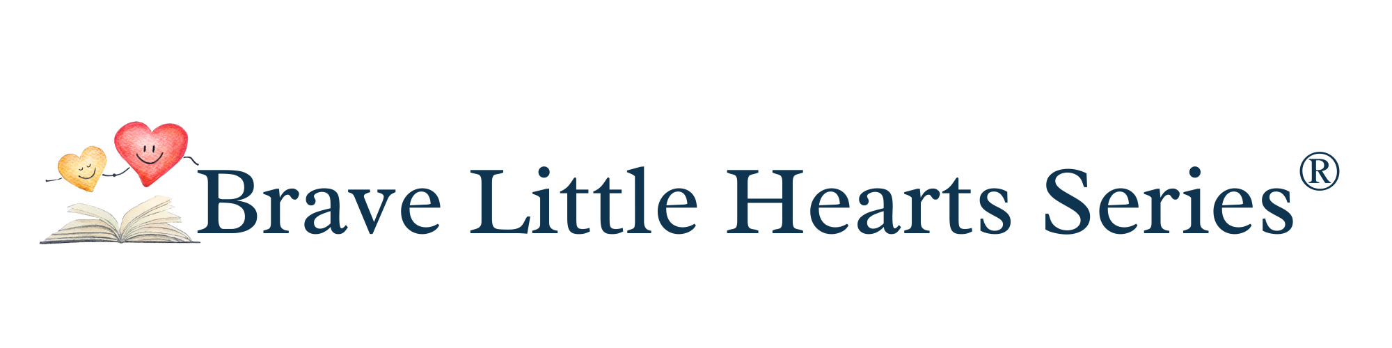 Brave Little Hearts logo consisting of two hearts with a book and the words Brave Little Hearts Series R